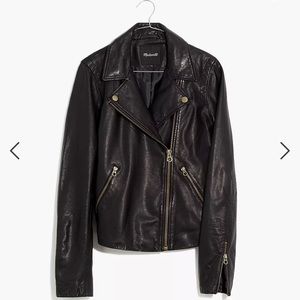 Madewell Washed Leather Motorcycle Jacket: Brass Hardware Edition